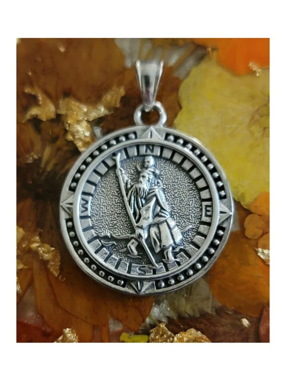 925 Sterling Silver St. Christopher Medal Necklace Stainless Steel Chain